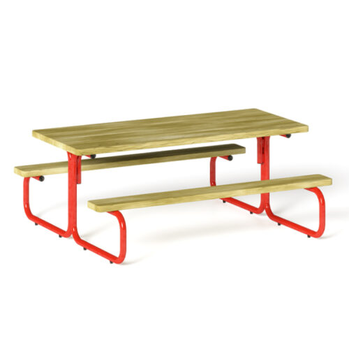 Tavolo infanzia con sedute in metallo e legno