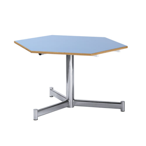 TAVOLO ESAGONALE CON PIEDE IN METALLO