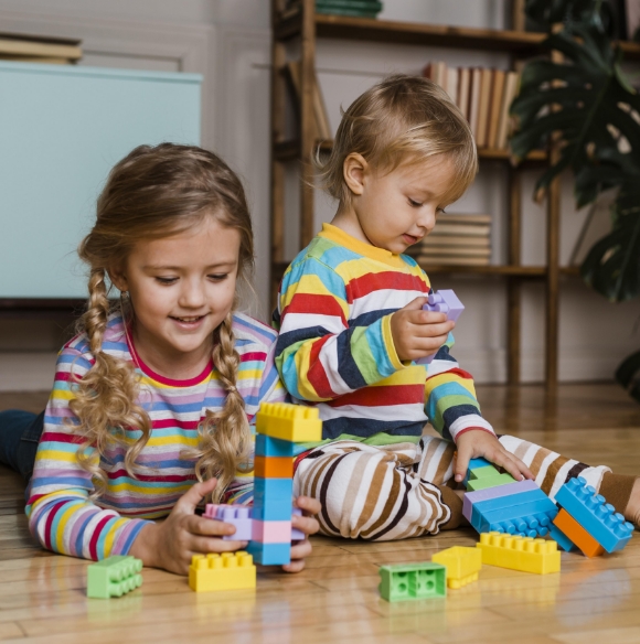 Portrait children playing together
